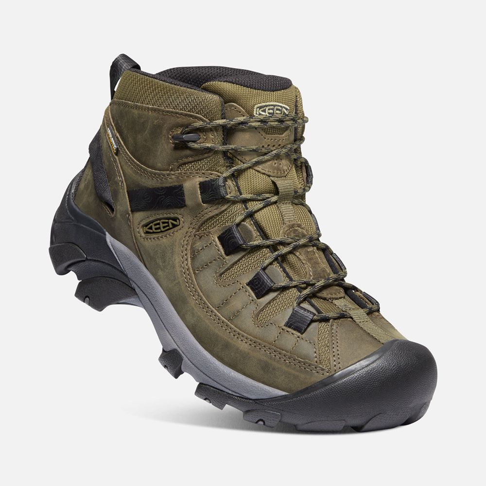 Bottes de Randonnée Keen Homme Vert Olive/Noir | Targhee Ii Waterproof Mid | MXPKO-7832